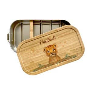 Lunch box with names for girls and boys | Personalized Kids Lunch Box | Lion forest animal motif | Gift for kindergarten back to school