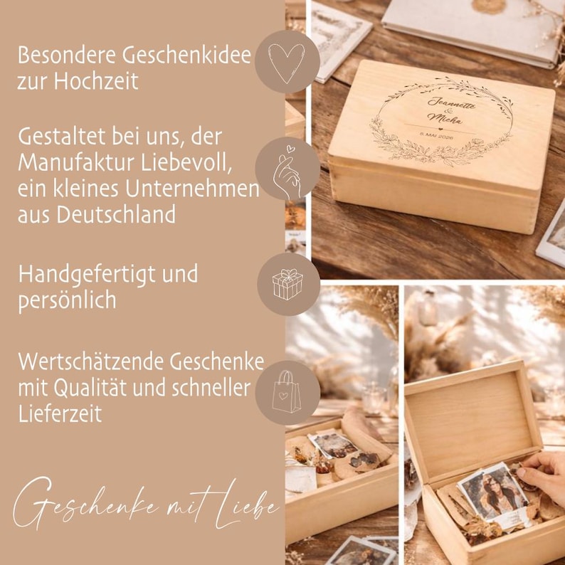 Wedding keepsake box, wedding gift, wedding memory box, money gift box, personalized wedding gift, wedding box with names image 5
