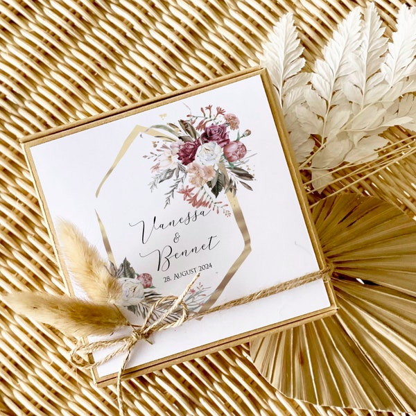 Geschenkschachtel Hochzeitsgeschenk Personalisiert Geldgeschenk Hochzeit Hochzeitskarte Geschenkbox Trauung Gravur Manufaktur Liebevoll