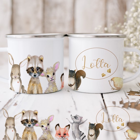 Tazza stampata con motivo – Scuola – regalo per la scuola con gufo animale per studenti, per bambini, ragazzi e ragazze per l'addio all'asilo, colore gufo marrone, nero e bianco
