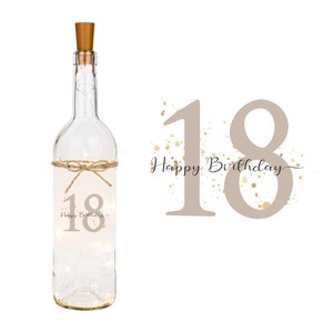 18th birthday gift bottle light "Happy Birthday 18" with LED lighting light bottle money gift birthday birthday gift