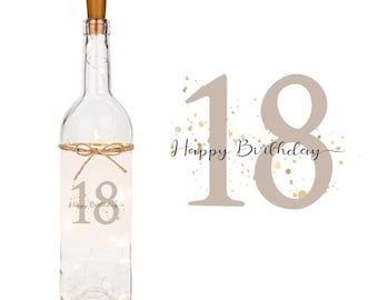 18e verjaardag fles licht Gelukkige verjaardag meisje jongen verjaardagscadeau geld cadeau lichtgevende fles handgemaakt met liefde