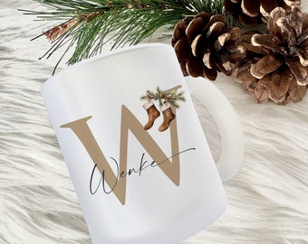 Christmas Mug Christmas Mug Name Personalized Glass Cup Personal Christmas Gift Gift Mulled Wine Women Men Santa Claus