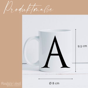 Tasse mit Buchstaben Kaffeetasse personalisiert Tasse mit Anfangsbuchstaben Kaffeebecher personalisiert Geschenk Mann Frau Keramik Schwarz Bild 7