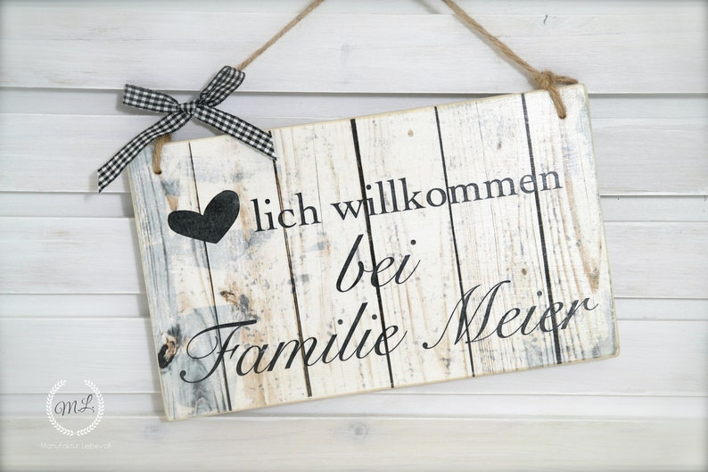 Türschild Haustürschild Holz Name Familie Bild 1