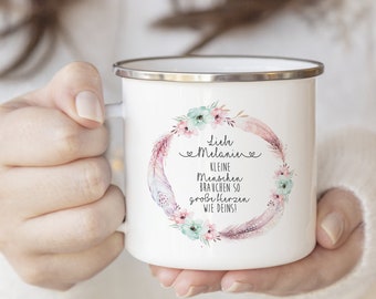 Dankeschön Geschenk Personalisiert Tasse "Kleine Menschen brauchen so große Herzen" | Inkl. Anhänger zum Beschriften