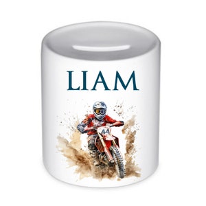 Spardose Junge Motorrad Keramik Personalisiert Name Kind Einschulung Geburtstag Teenager Geschenk Geldgeschenk I Manufaktur Liebevoll