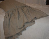 Linen pillow case with long ruffle and fringe queen ruffled pillowcase standard pillow cover king pillowcase home decor gift for grandma