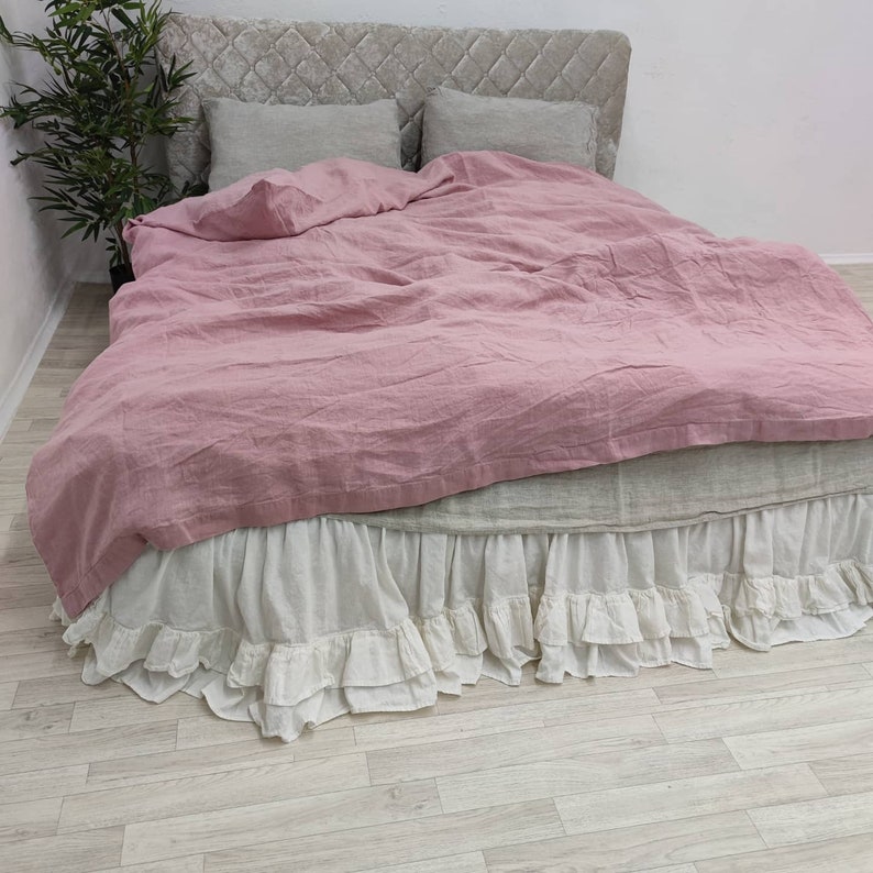 Dusty pink duvet cover hidden closure with coconut buttons Etsy