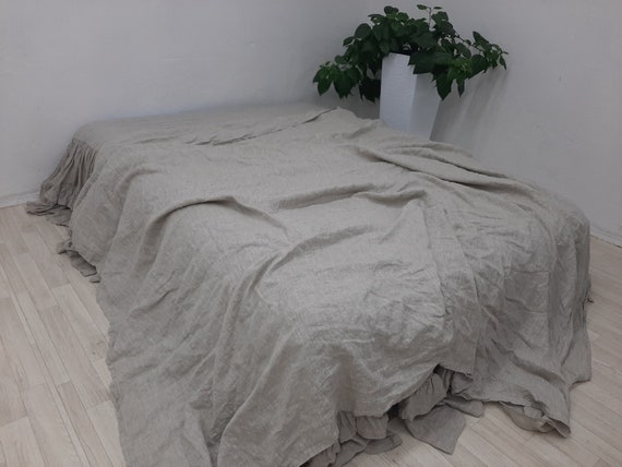 Soft linen bath sheet White linen sheet Beach linen sheet Softened linen flat sheet Linen bedding