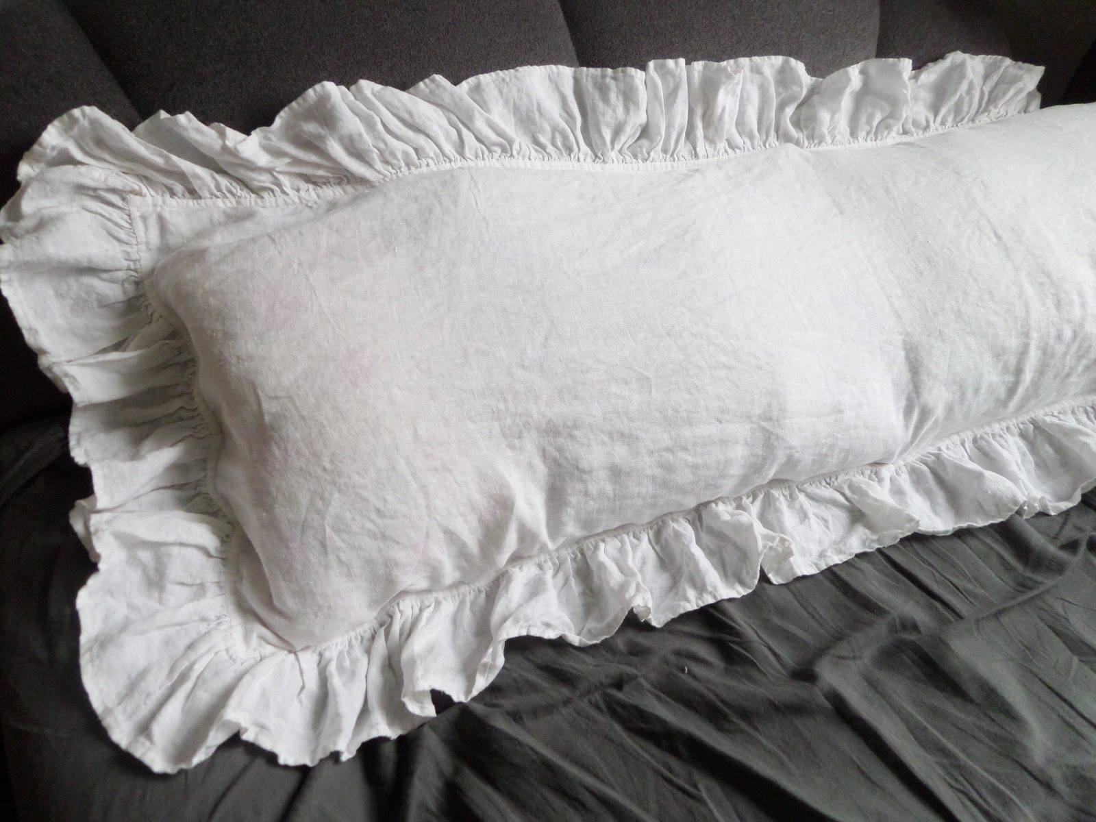 Ruffled pillowcase with buttons white pillow cover ruffled Etsy