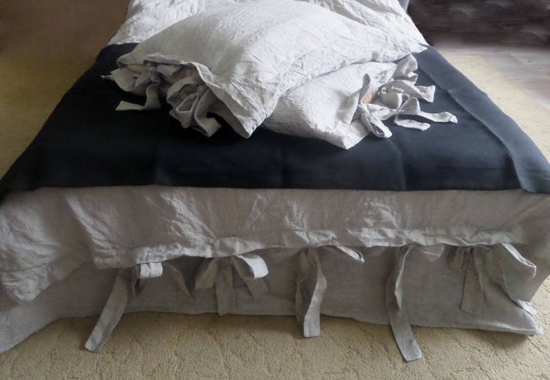 Linen DUVET COVER with wide tie bow closure oatmeal Natural Etsy