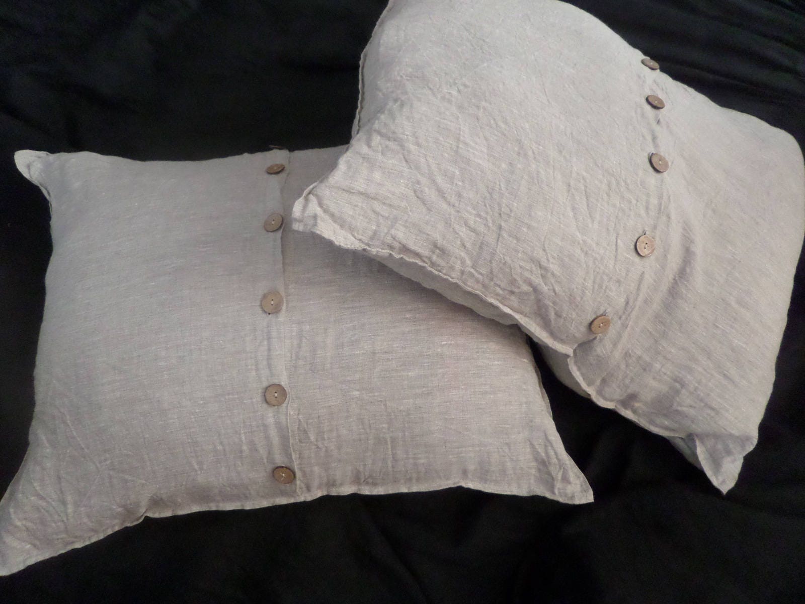 Square EURO PILLOW COVER with buttons in the middle and edging Etsy