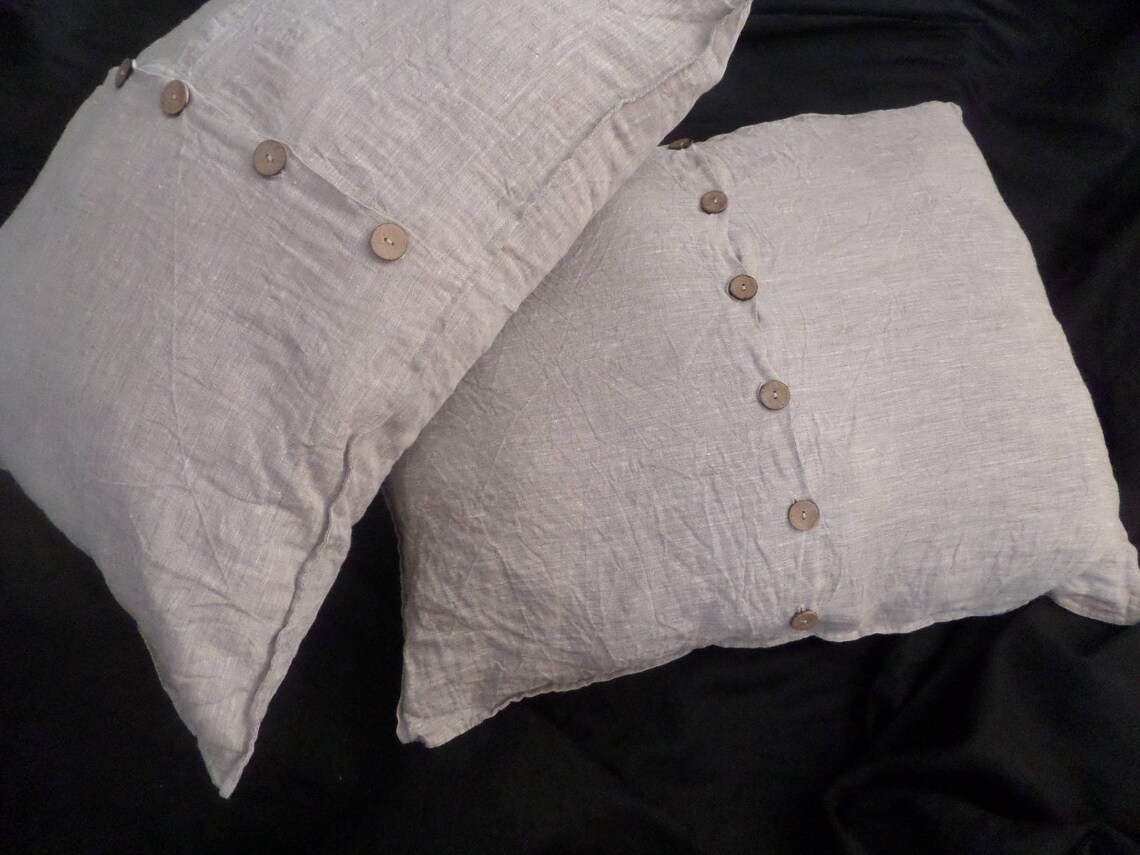 Square EURO PILLOW COVER with buttons in the middle and edging Etsy