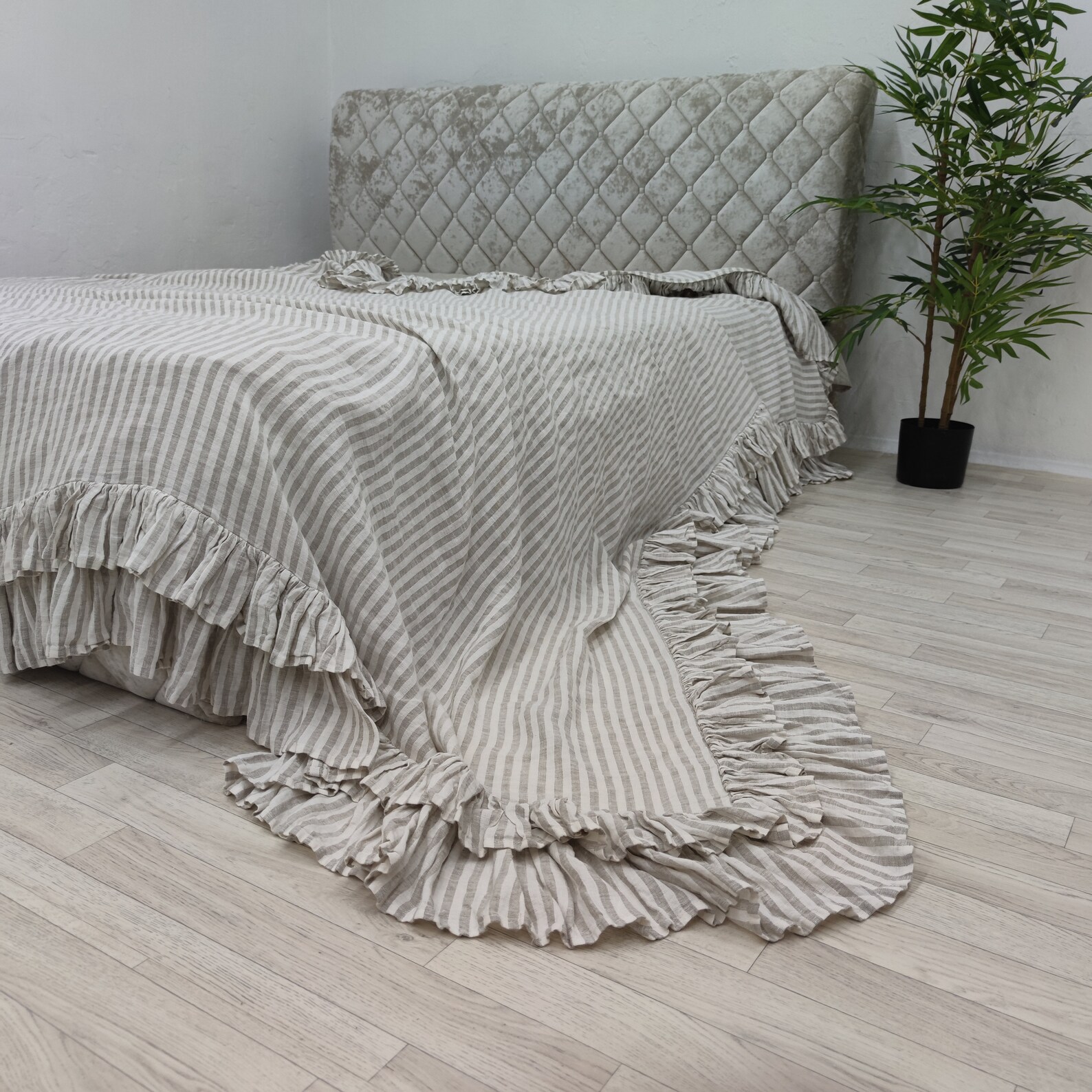 Ruffled Throw Blanket linen throw blanket linen bedding ruffle Etsy