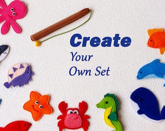 Custom Magnetic Fishing Game - Felt Sea Animals Learning Toy, Sea Creatures with Fishing Rod, Educational Sensory Game, Gift for Kids