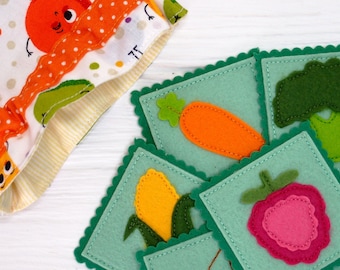 Felt fabric memory matching game for kids to learn fruits and vegetables