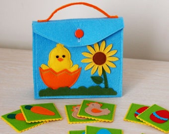 Memory Matching Game, Concentration Game, Easter Themed Educational Toy for Toddlers and Preschoolers, Easter Basket Idea, Gift for Kids