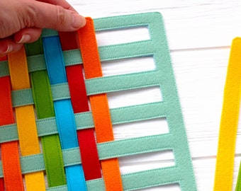 Montessori busy book page - Motor skills toy to practice weaving for toddlers and preschoolers