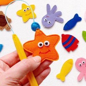 Magnetic Fishing Game, Felt Sea Animals with Fishing Pole, Educational Sensory Toy for Toddler and Baby, Gift for Kids