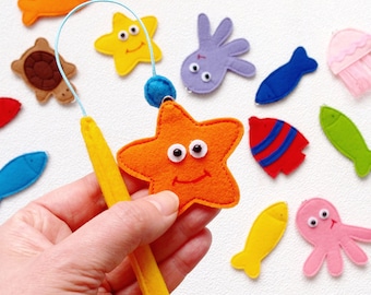 Felt Magnetic Fishing Game: Sensory Sea Animals Toy for Toddlers