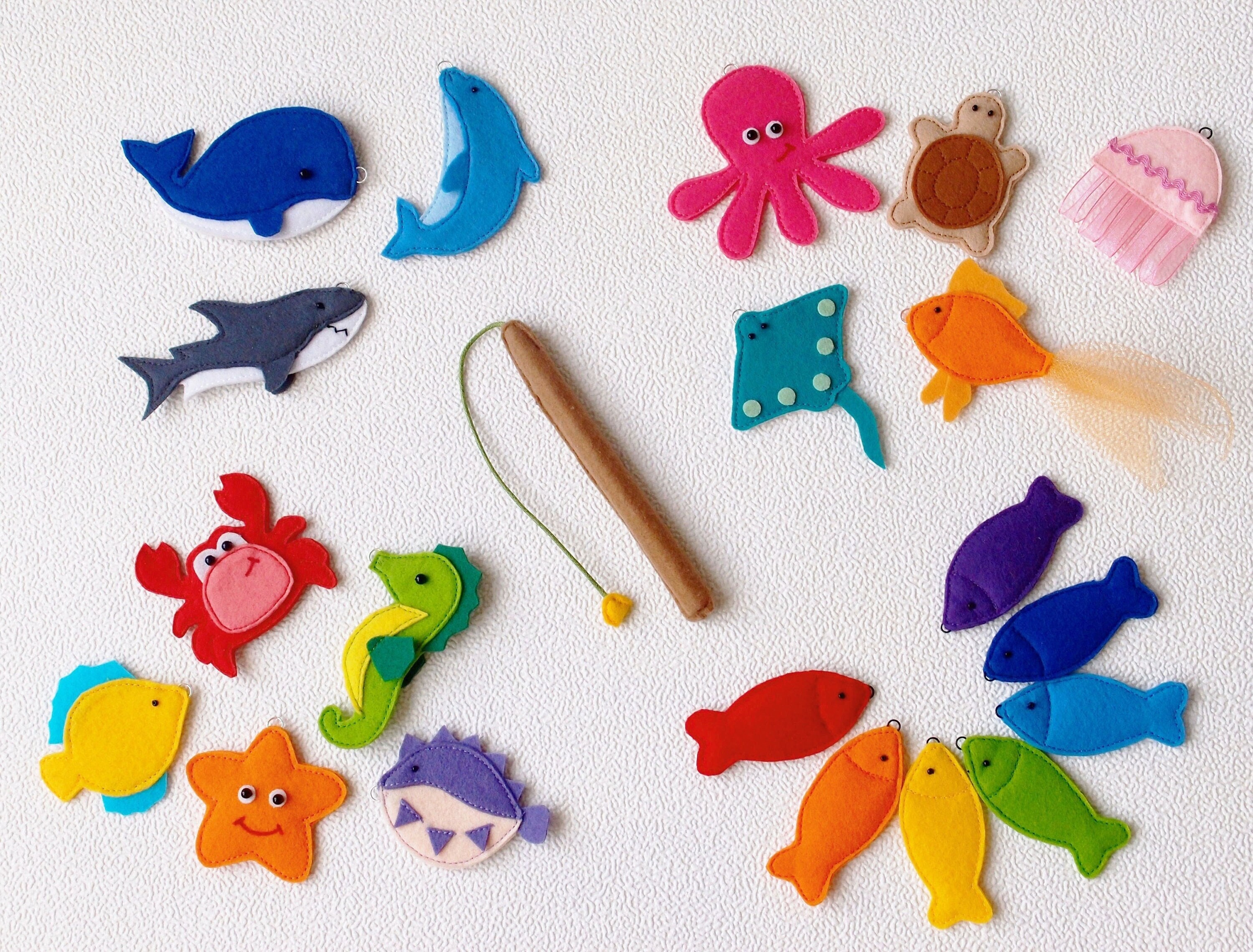Magnetic Fishing Game Set of 20 Felt Sea Animals With Fishing Rod  Montessori Toys for Toddlers 2 Years Old 