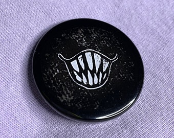 Linocut Monster Teeth - 1.5 inch Badge