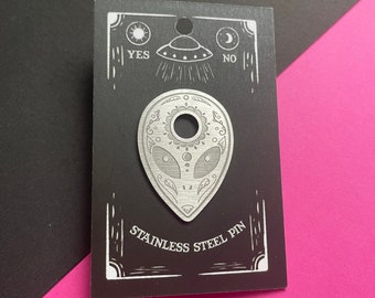 Alien Planchette / Dia de los Muertos / Day of the Dead - Stainless Steel Pin