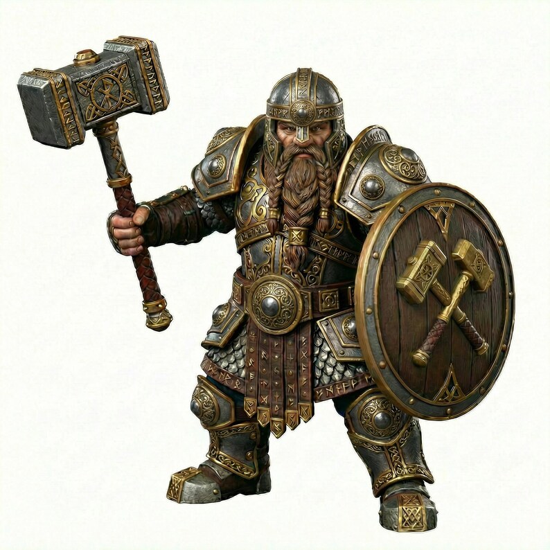 Dwarf With Hammer and Shield 3D STL – Fantasy Dnd Miniature - Etsy