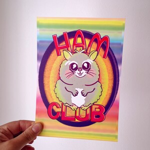 Impression d'art Ham Club A5 Carte postale Hamster mignon