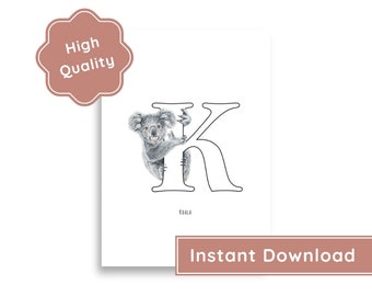 Póster del koala "K" - Descarga digital