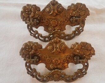 2 Antique Metal Drawer Pulls