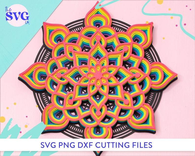 Download 3D Layered Rainbow Mandala SVG 3D Flower Rainbow Mandala ...