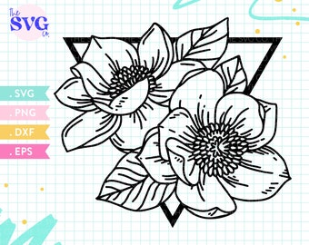 Magnolia Flower SVG, Floral Triangle Svg, Simple Spring Flower Svg, Botanical Svg, Garden Svg