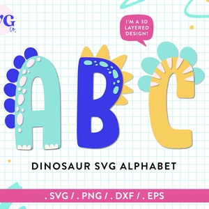 Dinosaur Alphabet SVG - Dinosaur Svg Clipart, Alphabet Monogram Svg