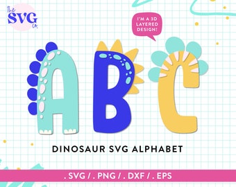 Dinosaur Alphabet SVG - Dinosaur Svg Clipart, Alphabet Monogram Svg