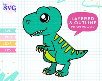 Cute T-Rex SVG, Baby Dinosaur Svg - Dinosaur Printable Clipart,  Dino Svg, Layered Svg, Dinosaur Wall Art