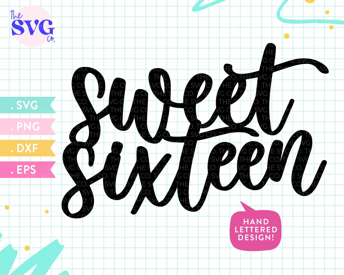 Download Sweet Sixteen Cake Topper SVG Sweet 16th Birthday Cake | Etsy