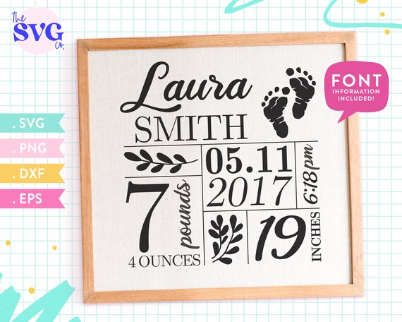 Download Birth Stats Svg Birth Announcement Svg Template Birth Etsy