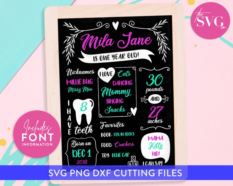 Download First Birthday Chalkboard SVG Birthday Milestone Sign ...