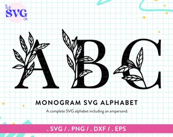 Leaf Alphabet Monogram Font Svg - Floral Wedding Monogram -  Letter Svg, Initial Svg, Alphabet Svg, Font Svg, Monogram Svg