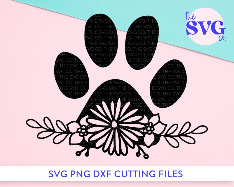 Download Floral Paw Print Svg Cat Dog Paw Svg Designs Flower Border | Etsy