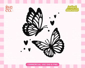 Flying Butterflies with Hearts - Butterfly SVG design for Cricut and Silhouette