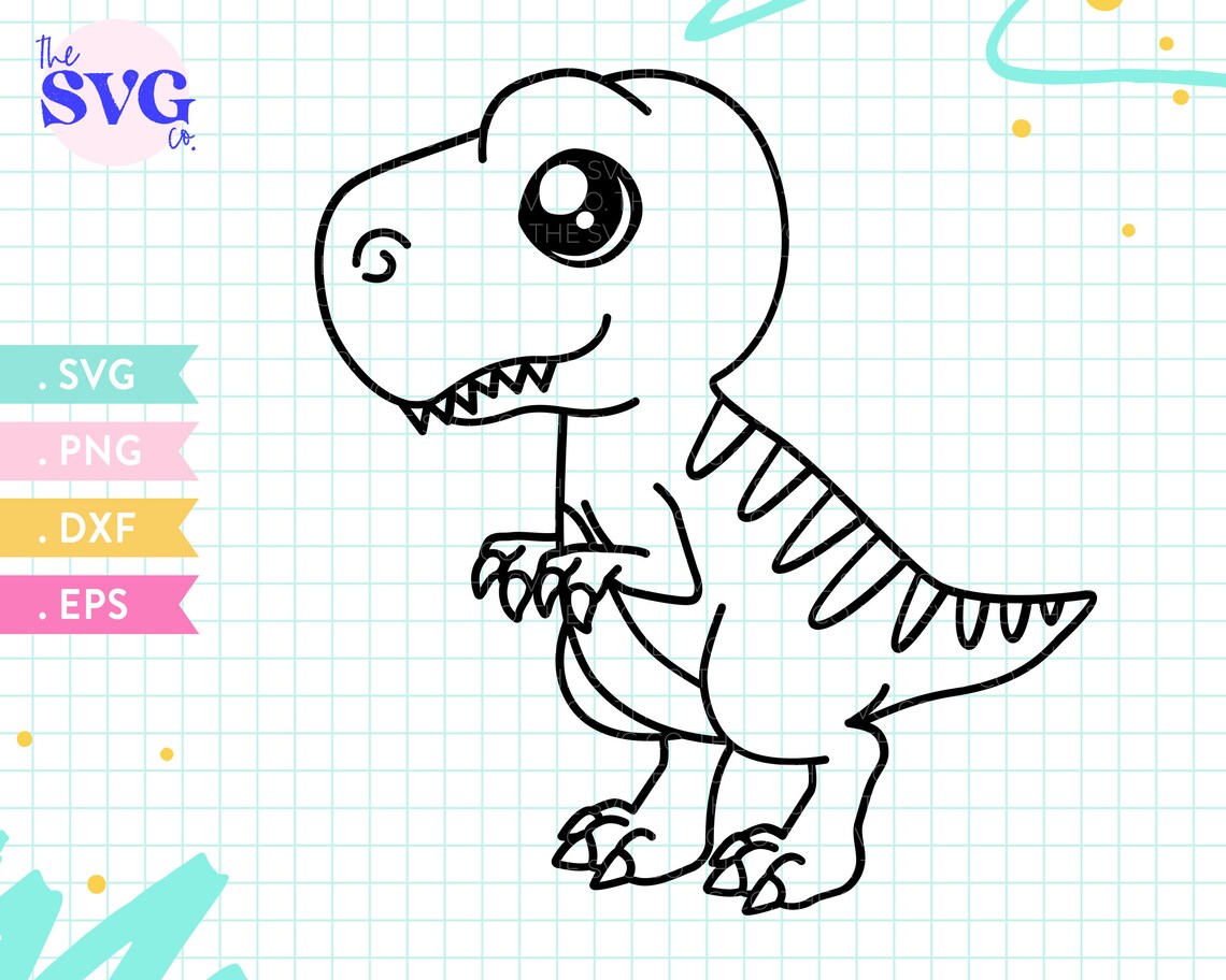 Cute T-Rex SVG Baby Dinosaur Svg Dinosaur Printable | Etsy