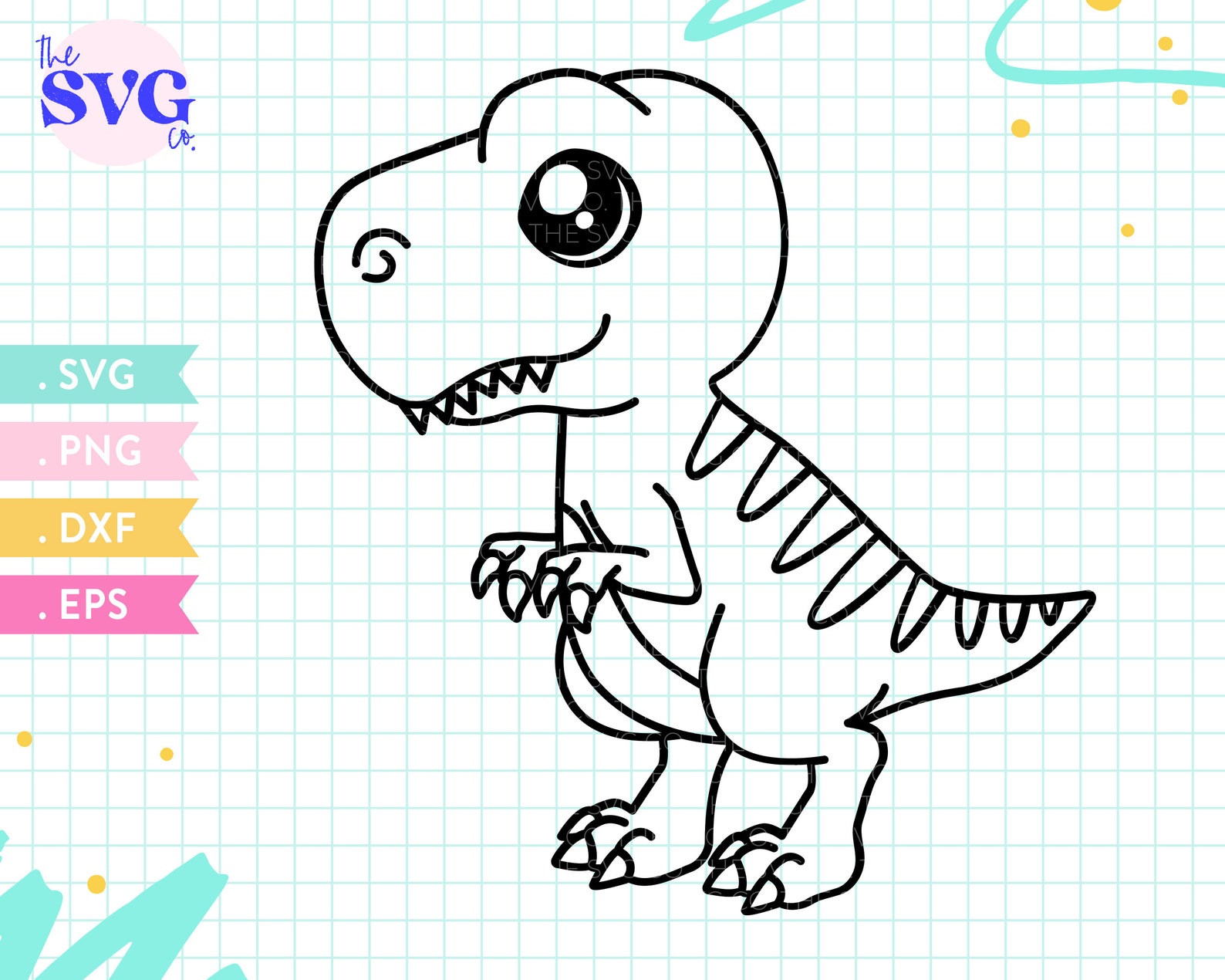 Cute T-Rex SVG Baby Dinosaur Svg Dinosaur Printable | Etsy