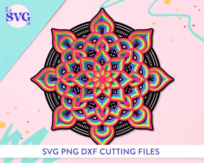 Download 3D Layered Rainbow Mandala SVG 3D Flower Rainbow Mandala | Etsy