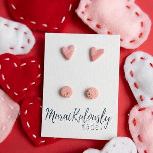 CLAY EARRINGS | Valentine&#39;s Day Studs (2Pack)