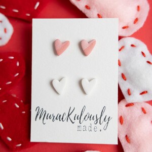 CLAY EARRINGS | Valentine&#39;s Day Heart Studs (2Pack)