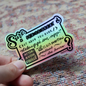 Holographic Sticker Debugging feels great 3" coding STEM girls mat finish vinyl programming computer science laptop decorative sticker funny