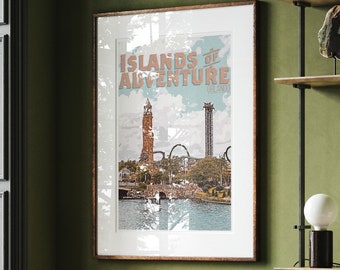 Póster retro de Islands of Adventure, Universal Orlando (tamaños A5-A1)